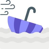 An umbrella floating in the water with a cloud vector