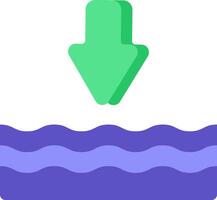 A green arrow pointing down into the water vector