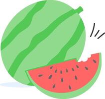 A watermelon is cut in half and has a slice missing vector