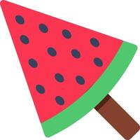 A watermelon slice with a green stick on it vector