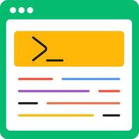 A green and yellow screen with a line of code vector