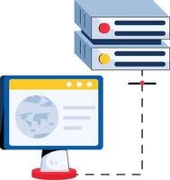 A computer with a monitor and a server vector
