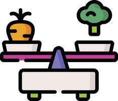 A scale with vegetables and a carrot on it vector