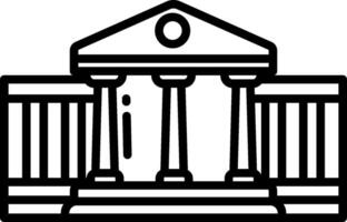 A black and white drawing of a building with columns vector