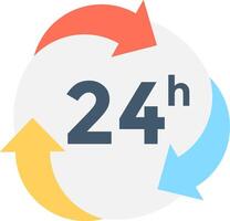 The 24 hour clock icon with four arrows vector