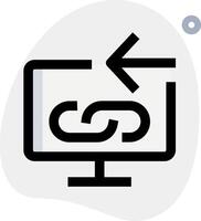 A computer monitor with a link icon on it vector
