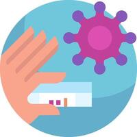 Illustration of a hand holding a test tube and a virus vector