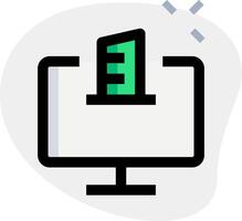 A computer monitor with a green arrow pointing to it vector