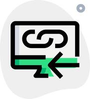 A computer monitor with a green arrow pointing to it vector