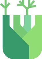 A green logo with two trees growing out of it vector