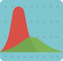 A flat icon of a red and green hill vector