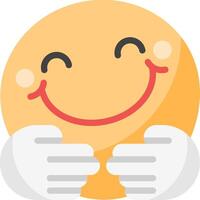 A smiling emoticion with hands up vector