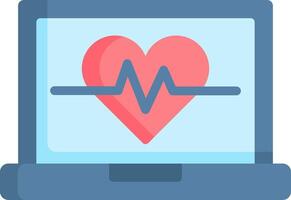 A laptop with a heart beat on the screen vector