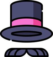 A black hat with pink ribbon and a mustache vector