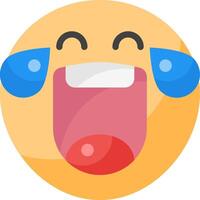A smiling emoticion with tears on its face vector