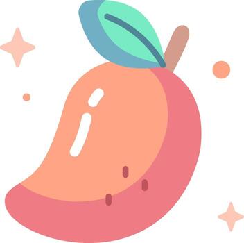 An image of a mango with a green leaf vector