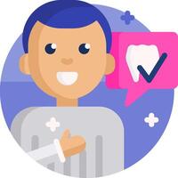 A man with a tooth in his hand and a check mark vector