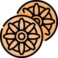 Two orange coins with a flower design vector