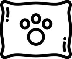 A black and white illustration of a pillow with a paw print vector