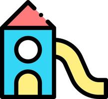 A colorful house with a slide and a ladder vector