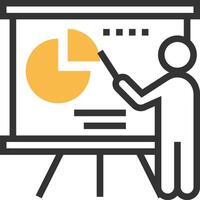 A man is standing in front of a presentation board vector