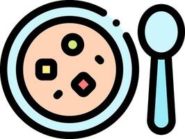 A bowl of soup with a spoon and fork vector