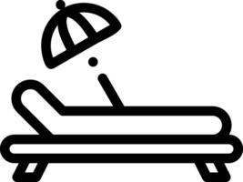 A black and white icon of a bed with an umbrella vector