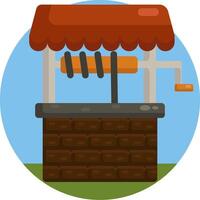 A food stand with a grill and a sign vector