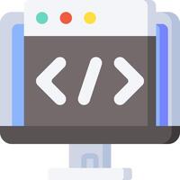 A computer monitor with a code symbol on it vector