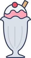 Ice cream sundae with cherry on top vector