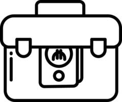 A black and white illustration of a briefcase vector