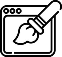 A black and white icon of a paintbrush vector