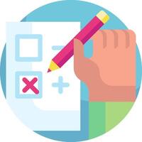A hand holding a pencil and checking a checklist vector