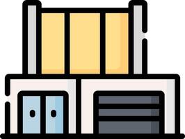 A building with a garage door open vector