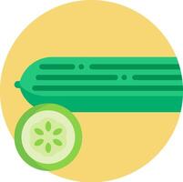 A cucumber and a slice of cucumber are shown in a circle vector