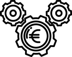 A black and white image of gears with a euro symbol vector