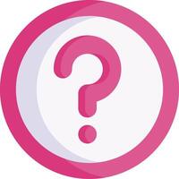 A pink circle with a question mark on it vector