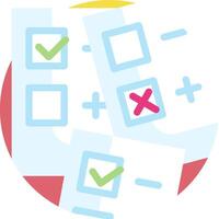 A check box with a check mark and a cross vector