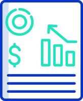 A blue and green icon with a dollar sign and a graph vector