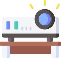 Projector on a table with a light bulb vector