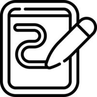 A pen and paper icon with a circle around it vector