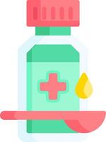 A bottle of medicine and spoon on a white background vector
