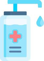 A bottle with a blue cross on it and a drop of water vector