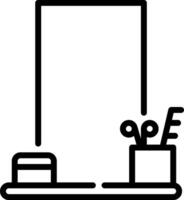 A black and white image of a desk with a pencil and scissors vector
