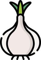 A white onion with green leaves on it vector