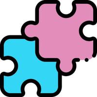 Two puzzle pieces with one blue and one pink vector