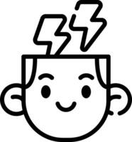 A cartoon head with lightning coming out of it vector