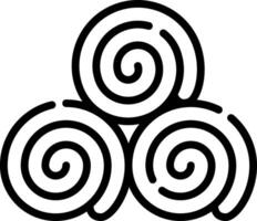 A black and white image of three spiral shapes vector