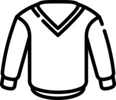 A sweater is shown in a black and white line drawing vector