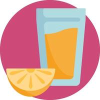 A glass of orange juice and a slice of lemon vector